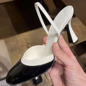 Sandales à talons hauts pour femme, grande taille 45, à bride arrière, bout rond, patchwork, style slingback, multicolores - Product Image 6