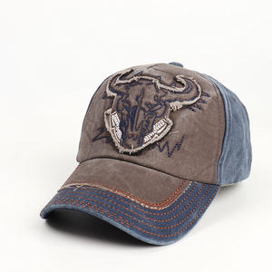 Berretti da Baseball sportivi di fascia alta usurati in cotone lavato pietra modello mucca all'ingrosso - Product Image 5