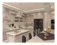 Meubles de cuisine modulaires modernes en bois massif blanc, accessoires de charnières d'évier, comptoir en stratifié de résine personnalisé, petit et portable, robinet