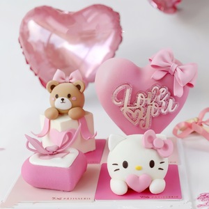 ท็อปเปอร์เค้กอะคริลิค รูปน้ำผึ้งและความหวาน ประดับกลิตเตอร์สีโรสโกลด์ ขนาด 8 ซม. ของตกแต่งวันวาเลนไทน์ - Product Image 1