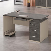 Bureau d'ordinateur simple et moderne avec armoire pour bureau à domicile ou chambre à coucher, style design épuré, fabriqué en panneaux de bois