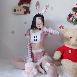 Disfraz de Conejita Navideña para Mujer, Conjunto de Lencería Roja y Blanca, Falda, Juego de Roles, Atuendo Sexy - Product Image 4