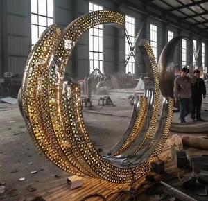 Sculpture Circulaire Moderne Abstraite en Acier Inoxydable Fait Main de Qualité Supérieure – Statue Circulaire en Acier Inoxydable Haut de Gamme - Product Image 5