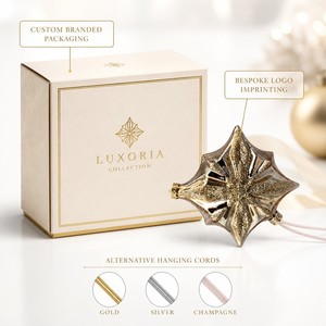 Luxury Champagne Gold Glass Christmas Ornament Starburst Shape with Hand-applied <strong>Glitter</strong> for Elegant Holiday Decor - Product Image 5