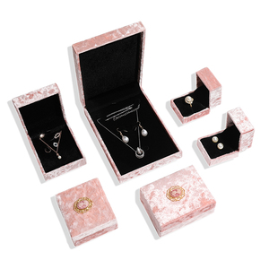 Nuevo Diseño de Caja de Joyería de Terciopelo Rosa de Lujo, Caja de Empaque para Aretes, Pulseras, Collares y Anillos, Caja de Joyería Personalizada - Product Image 2