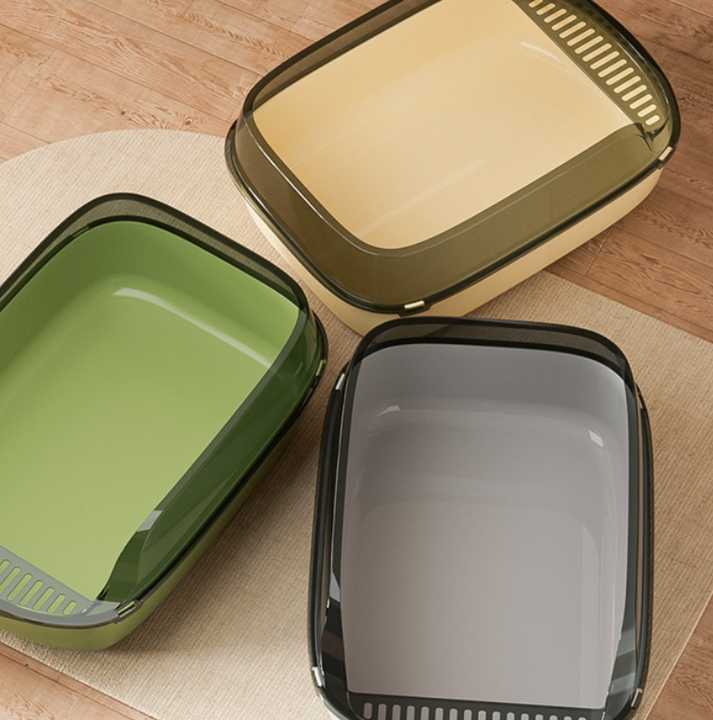 Open Top Cat Litter Box AntiSplashing Large Cat Litter Pan SemiClosed