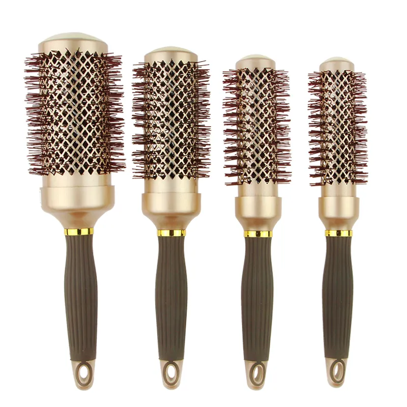 Hot selling Professional Gold Ceramic circle hair comb hairdressing curling iron hairdressing tools styling comb