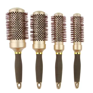 Hot vendendo Professional Gold Ceramic círculo cabelo pente cabeleireiro curling ferro cabeleireiro ferramentas styling pente
