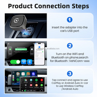 Kit Carlink Mini Ultra5, Adaptador Inalámbrico de Doble Canal para Carplay y Android Auto, Dongle USB para Reproductor de Coche, Compatible con el 98% de los Coches, Caja con IA