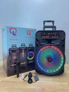 ลำโพง QJ1205 ไฟ LED RGB รุ่นขายดี ชาร์จซ้ำได้ <span class=keywords><strong>มา</strong></span>พร้อมไมโ<span class=keywords><strong>ค</strong></span>รโฟนแบบมีสาย รองรับการเชื่อมต่อ AUX/USB สำหรับ<span class=keywords><strong>ค</strong></span>าราโอเกะที่บ้านและงานปาร์ตี้ - Product Image 2