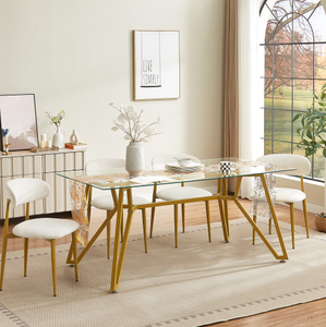 Muebles Nórdicos Antiguos para el Hogar, Juegos de Comedor de Lujo con Precio Competitivo y Cubierta de Vidrio - Product Image 1