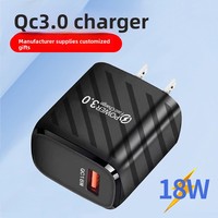Adaptateur mural de voyage USB à charge rapide EU US QC3.0 18W noir et blanc avec sortie 5V/3A pour iPhones