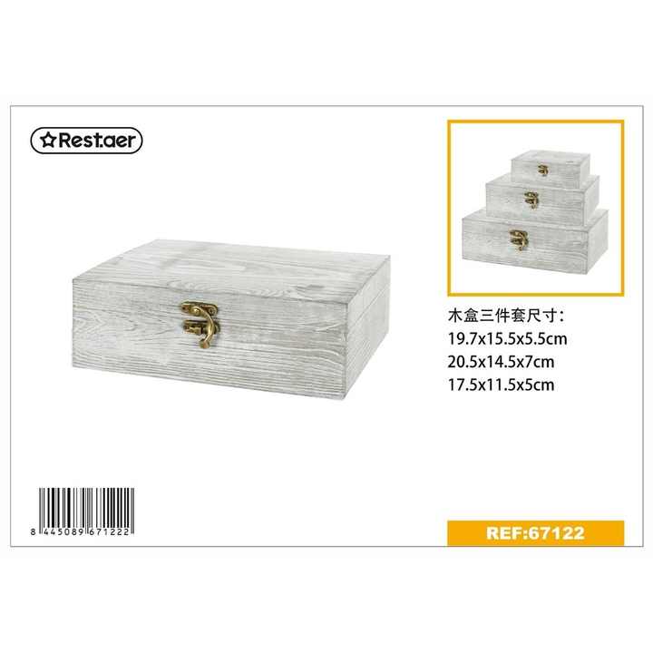 Painted rectangular wooden box 23.5x17x9 cm