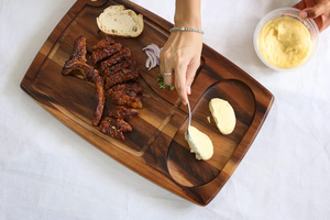 Solid Natural Rectangular Bamboo <strong>Wood</strong> Acacia Serving Tray Eco-friendly Bread Boards for Food and Steak Dishes &amp; <strong>Plates</strong> - Product Image 4