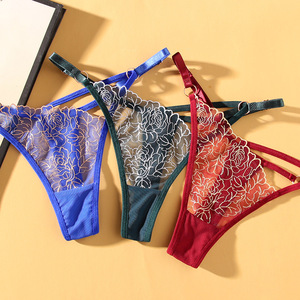 Mutandine Sexy Economiche da Donna in Poliammide con Ricamo in Pizzo, Perizoma con Logo in Vita, Traspiranti, Ecologiche, Floreali e Trasparenti - Product Image 5