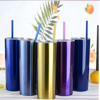Gobelet isotherme fin en acier inoxydable à double paroi de 20 oz avec logo personnalisé, couleur métallique, performance thermique de 6 à 12 heures