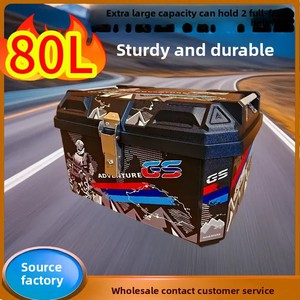 Caja Trasera para Motocicleta Extra Grande de 80L, Caja Superior de PP de Alta Resistencia, Compatible con <span class=keywords><strong>2</strong></span> <span class=keywords><strong>Cascos</strong></span> Integrales, Impermeable, Antirrobo, Resistente a Impactos - Product Image 2