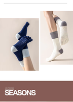 Chaussettes de yoga en coton mélangé de haute qualité pour femmes, antidérapantes, à 5 doigts, pour le sport, le fitness, le pilates en intérieur