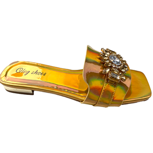 Olegshoes da donna <span class=keywords><strong>sandali</strong></span> piatti Comfort estivi Open Toe Slingback elastico Slip Casual da passeggio <span class=keywords><strong>con</strong></span> strass - Product Image 1