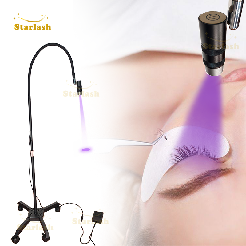 New 2 in 1 UV LED Lamp for Eyelash Extensions 6 Watts 405nm Wavelength UV Light for UV Eyelash Glue with Wheels and Clamp