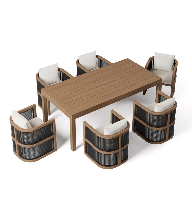 Patio garden set table set teak furniture 7 pieces outdoor dining set