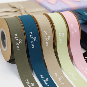 Cinta de Algodón Sólida Personalizada con Diseño de Lazo, Logotipo Impreso Personalizado con Lámina Dorada, Cinta de <span class=keywords><strong>Grosgrain</strong></span> de Alta Resistencia para Envolver Regalos - Product Image 1