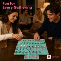 Expédition sous 7 jours – Nouveau jeu de mahjong de luxe en acrylique vert menthe avec cercles et dragons colorés, complet avec les tuiles du vent NEWS