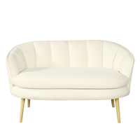 Chaise de loisirs en molleton d'agneau touffeté de style crème simple salon 2 places canapé en bois confortable incurvé semi-circulaire appartements