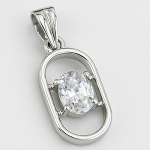 จี้เงินแท้ 925 ชุบโรเดียม ประดับพลอย CZ รูปไข่ สร้อยคอผู้หญิง สไตล์มินิมอล ขายส่งเครื่องประดับ - Product Image 5