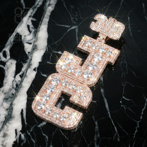 Pass Diamond <b>Tester</b> Vvs Moissanite 3D Vertical Letter Pendant Custom Iced Out Round Diamond Hip Hop Name Pendant Men Jewelry - Product Image 1