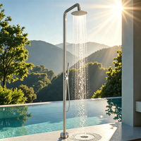 Colonne de douche extérieure en acier inoxydable, grande conception autoportante pour villas, jardins, piscines et bains de plage