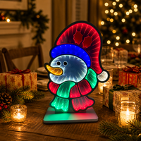 Lampada da Tavolo LED 3D a Forma di Pupazzo di Neve con Specchio Infinito, Decorazione Natalizia, Alimentazione AC/USB