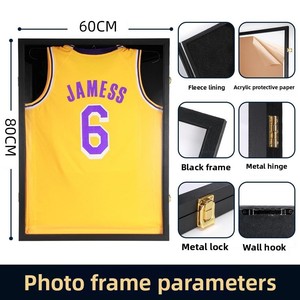 Cadre <span class=keywords><strong>de</strong></span> présentation et <span class=keywords><strong>de</strong></span> rangement noir en jersey fait main, à ouverture rabattable, pour football, basketball et photos, pour l'exportation, vente en gros - Product Image 2