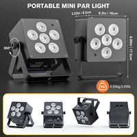 Projecteur PAR portable sans fil à batterie 6 LED certifié VLTG CE UKCA RoHS RGBWA+UV 6-en-1 DMX512 avec télécommande IR pour éclairage de scène
