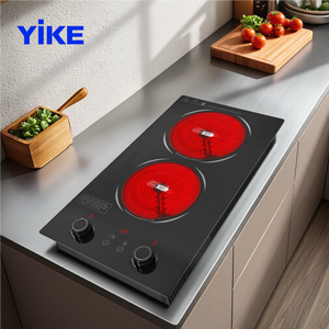 Placa de Cocina Eléctrica Vitrocerámica Integrada de <span class=keywords><strong>2</strong></span> Quemadores con Control Táctil y 3000W para Uso Doméstico en Cocinas Modernas - Product Image 1