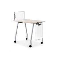 Bureau de formation moderne pliable avec plateau rabattable, table de conférence à roulettes avec tableau blanc amovible