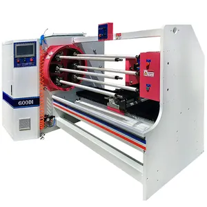 Máquina cortadora de rollos de registro de cinta de embalaje adhesiva de 6 ejes de alta producción
