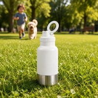 Bouteille d'eau portable pour chien de 32 oz avec bol à nourriture détachable 2-en-1, distributeur de nourriture de voyage pour animaux de compagnie, gourde en acier inoxydable