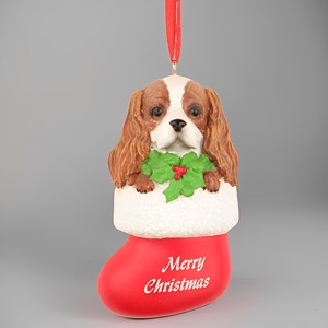 Sản Phẩm Chứng Khoán Tùy Chỉnh 2.95 ''H <span class=keywords><strong>Cavalier</strong></span> Vua Charles Spaniel Giáng Sinh Puppy Quyến Rũ Nhựa Trang Trí Cây Giáng Sinh Sil - Product Image 1
