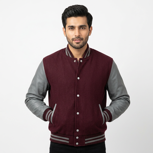 Veste de baseball sur mesure en cuir et laine 100 %, haute qualité, style Letterman pour homme - Product Image 1