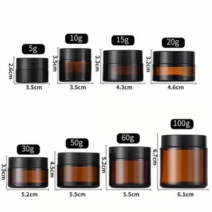 Pot cosmétique de luxe en PET, 0,17 oz, 0,5 oz, 1 oz, 2 oz, 3,5 oz, ambre transparent, couleur personnalisée, bouchon à vis en bois doré ou argenté - Product Image 2