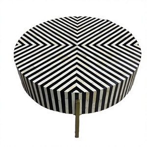 Table basse de luxe noire en os incrusté, faite à la main, écologique, imperméable, légère, moderne, pour salon, décoration intérieure, mobilier haut de gamme - Product Image 3