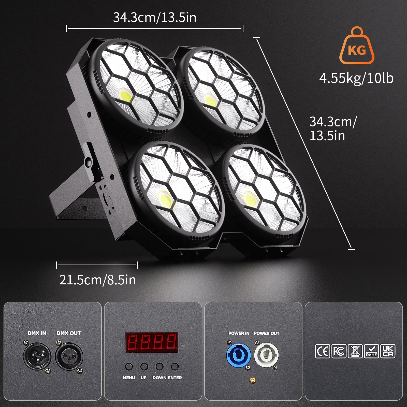 U`King 4x100W COB 4 Eyes LED Blinder Light 2 in 1 Cool White & Warm White Stage Par Light DMX512 Control Audience Effect Light