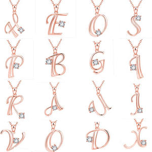 Gran oferta, a la <span class=keywords><strong>moda</strong></span> colgante collar con letras inglesas de 26, collar con letra inicial del alfabeto con diamante chapado en oro rosa para <span class=keywords><strong>mujer</strong></span> - Product Image 3