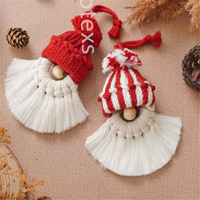 Ornement de gnome en macramé de haute qualité décor d'arbre de Noël boho gnome arbre suspendu cadeau de famille