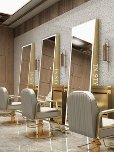 Miroir <span class=keywords><strong>de</strong></span> salon <span class=keywords><strong>de</strong></span> coiffure, rond, simple face, en acier inoxydable, mural, éclairé, pour salons <span class=keywords><strong>de</strong></span> coiffure - Product Image 3