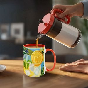Image personnalisée Grande tasse en grès coloré de 15oz avec design moderne lavable au lave-vaisselle et au micro-ondes Fabriquée aux États-Unis pour les cadeaux promotionnels professionnels - Product Image 1