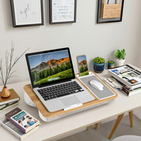 Bureau portable pliable en bambou avec tapis de souris et support pour téléphone, idéal pour le télétravail, couleur et logo personnalisables