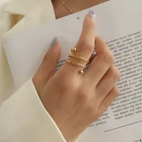 Anillo de Dedo Ajustable de Acero Inoxidable Trenzado Multicapa, Joyería Elegante y Minimalista para Mujer, Accesorio Diario