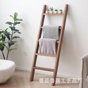 Toallero de madera con forma de escalera, organizador de almacenamiento de 4 niveles para baño y dormitorio - Product Image 1